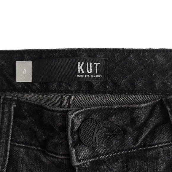 KUT from the Kloth Reese High Rise Fab Ab Ankle Straight Leg Jeans Black Size 0 - Picture 3 of 5